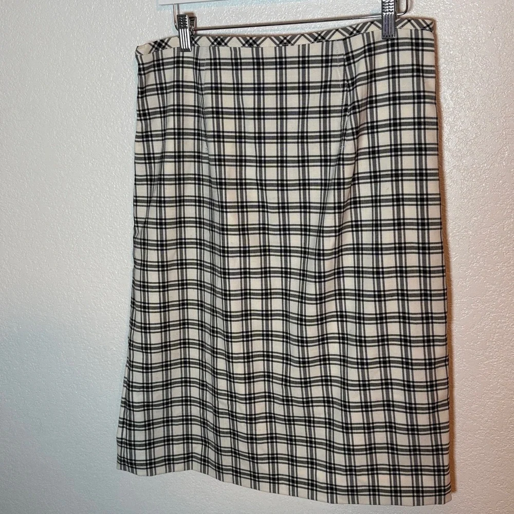 J. Crew Nova Fides Italian Wool Plaid Midi Skirt Size 12 Preppy Classic - Picture 3 of 7